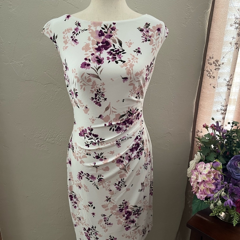 Ralph Lauren White Size 6 Ruched Sheath Dress